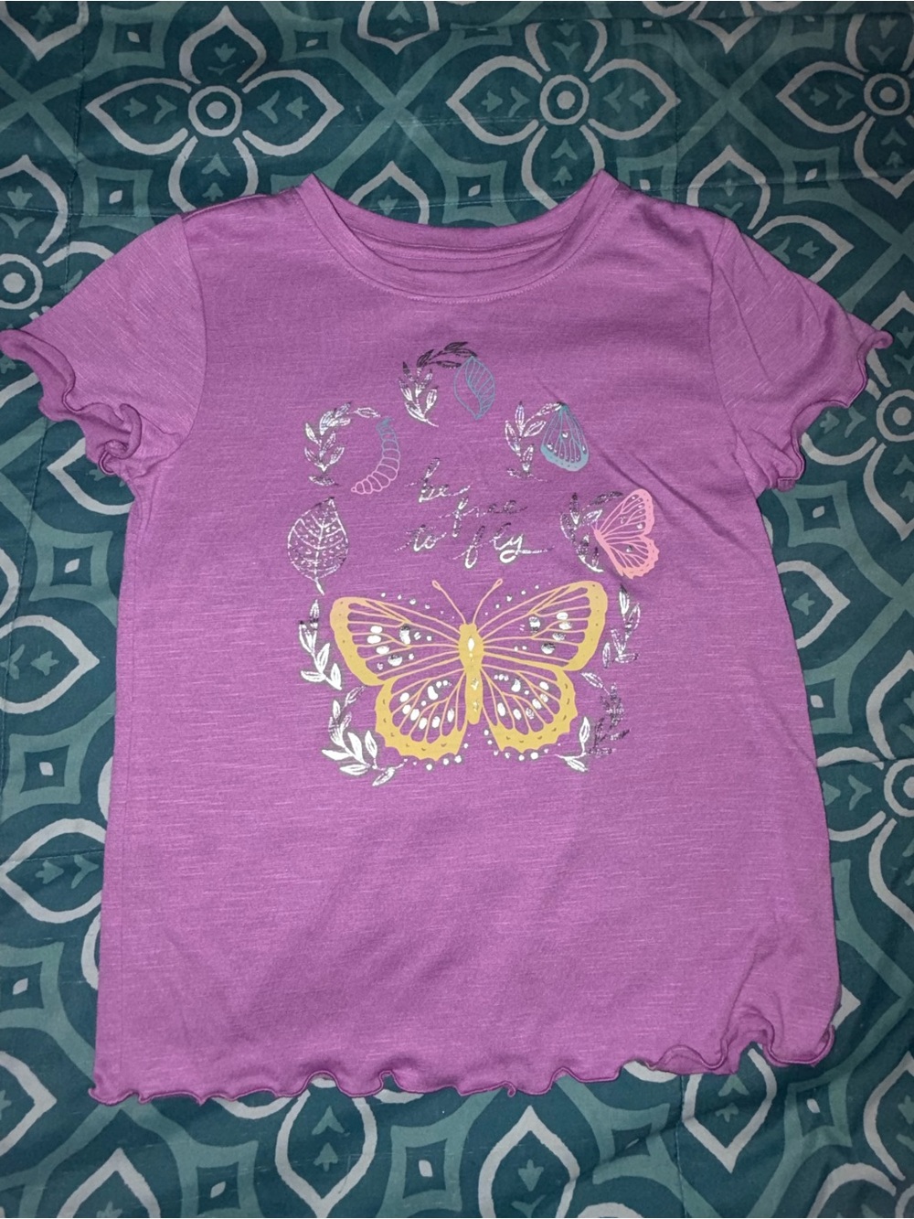 Girls SO Butterfly Lettuce Trim Top